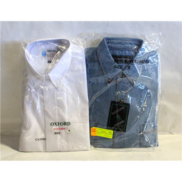 NEW MEN'S SHIRTS 1DENIM 1WHITE OXFORD SIZE S