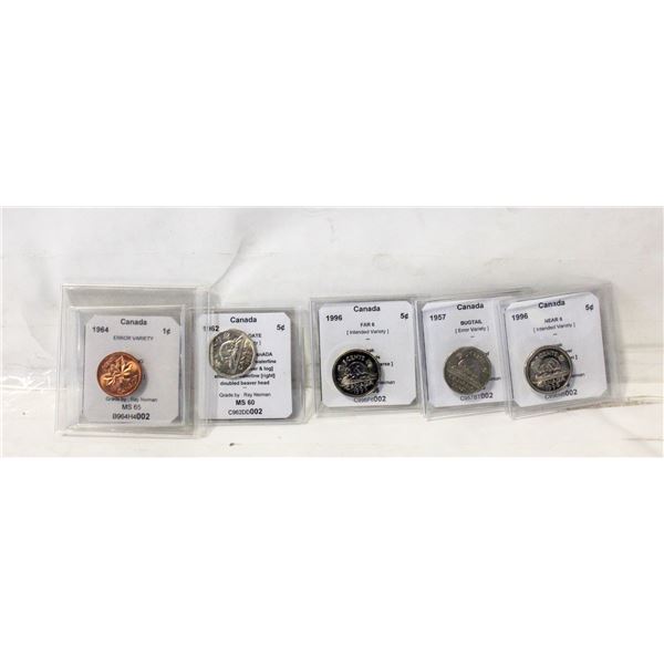 LOT OF VARIOUS CANADIAN ERROR COINS