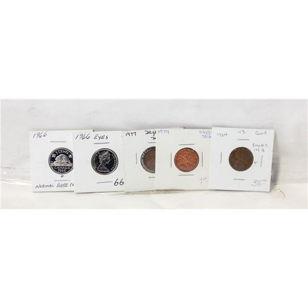 LOT OF VARIOUS CANADIAN ERROR COINS