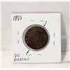 Image 1 : 1859 DIE ROTATION UNDERWEIGHT ERROR CANADA 1 CENT
