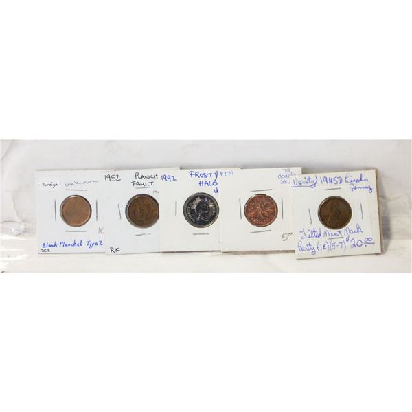 LOT OF VARIOUS CANADIAN ERROR COINS