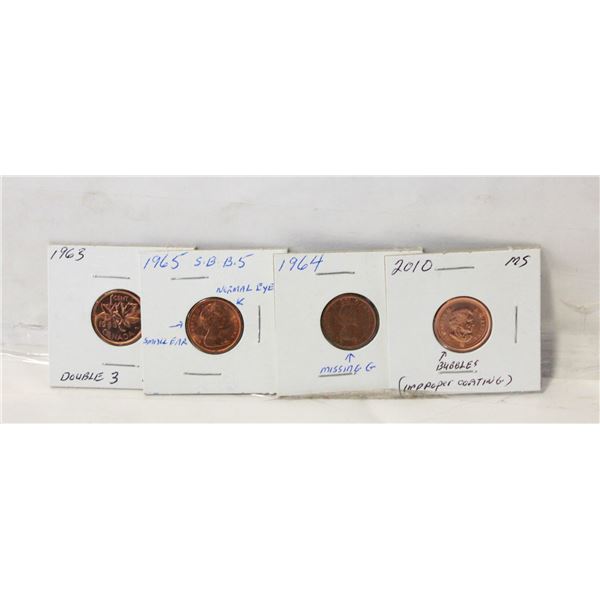 LOT OF VARIOUS CANADIAN ERROR COINS