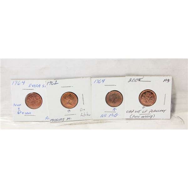 LOT OF VARIOUS CANADIAN ERROR COINS