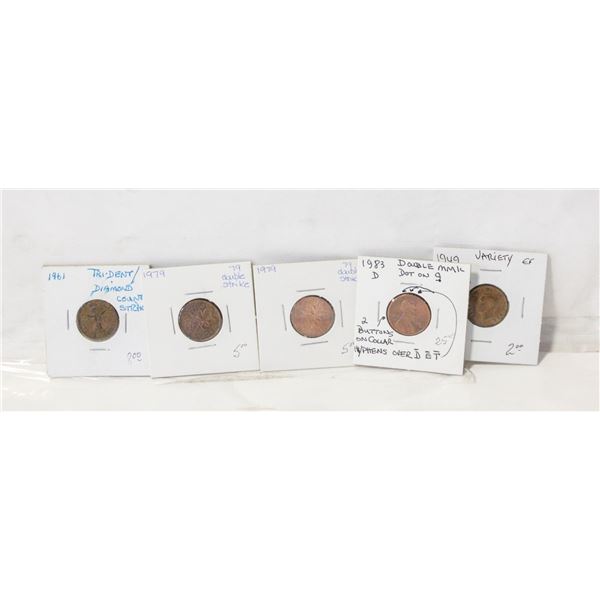 LOT OF VARIOUS CANADIAN ERROR COINS