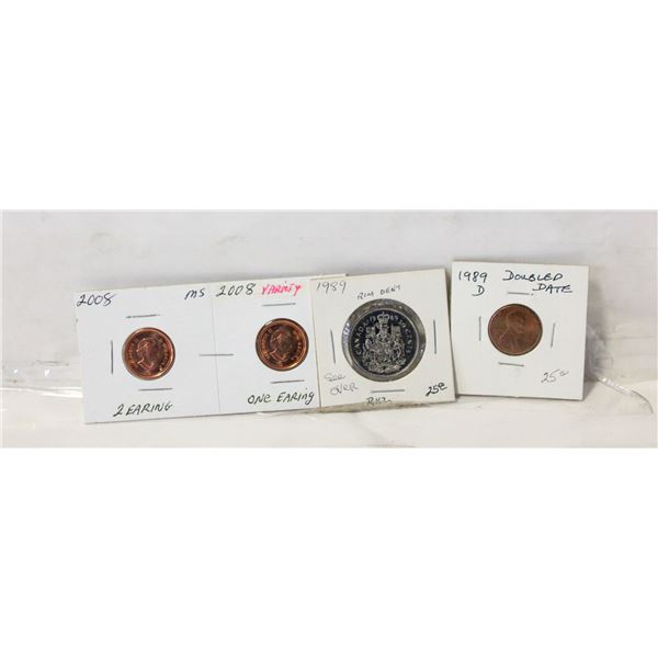 LOT OF VARIOUS CANADIAN ERROR COINS