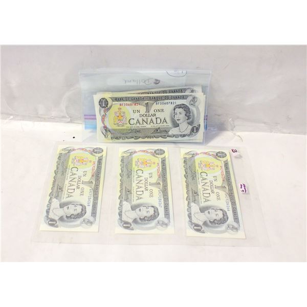 LOT OF 8 ONE DOLLAR CANADIAN BILLS