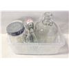 Image 1 : BOX OF VINTAGE BOTTLES: JAR W/METAL LID;