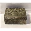 Image 1 : VINTAGE EMBOSSED RAISED FLOWER BASKET TRINKET BOX