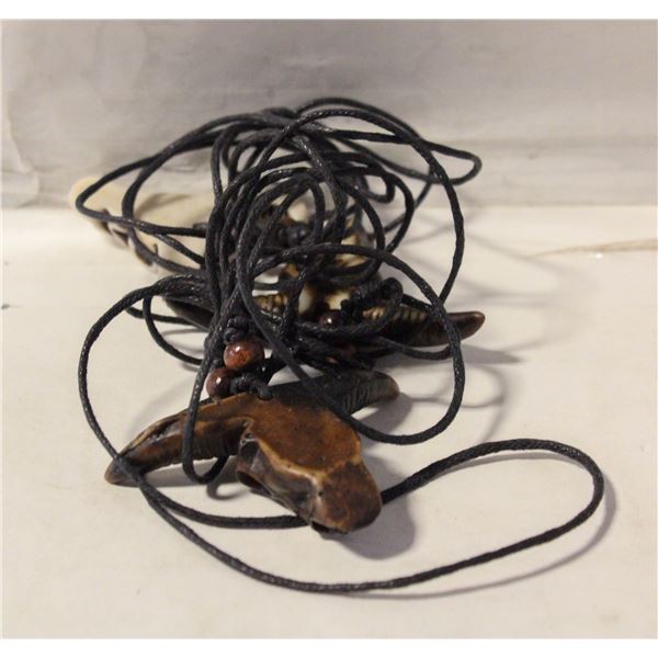 LOT OF 3 BULL HEAD NECKALCES