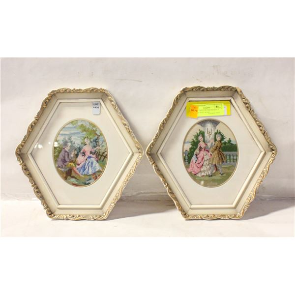 LOT OF TWO VINTAGE REGENCY FRENCH PETIT POINT