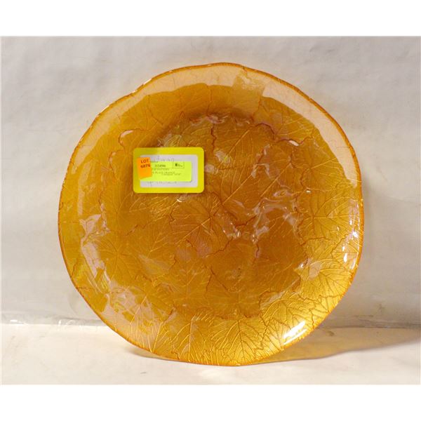 VINTAGE LEAF PATTERN DECORATIVE PLATE ORANGE