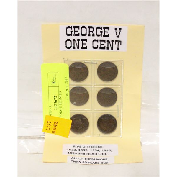 6 KING GEORGE PENNIES