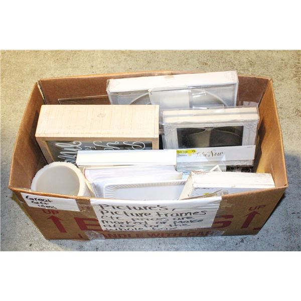 BOX LOT OF WHITE WOOD THEMED WEDDING DECOR
