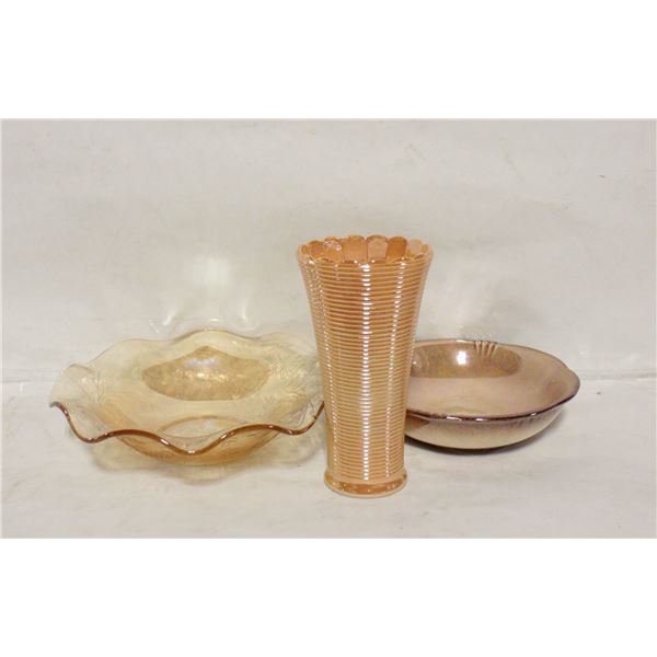 3PC LOT IRIDESCENT GLASSWARE