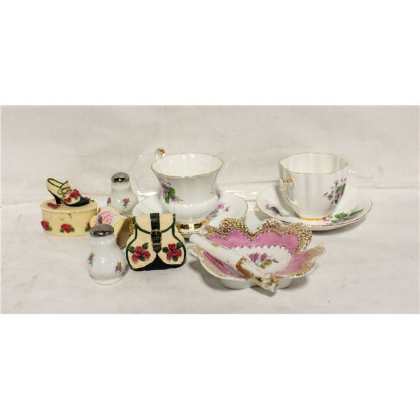 LOT OF PINK FLORAL ESTATE CHINAWARE