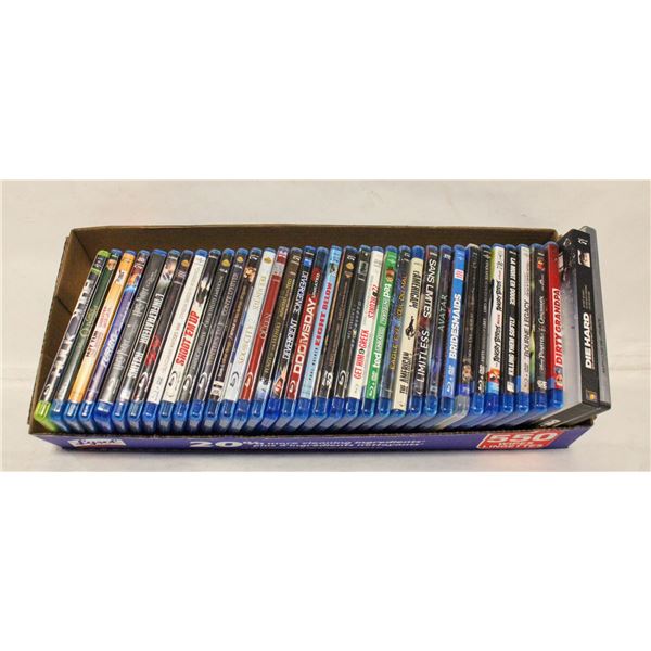 FLAT OF 36 VARIOUS BLU RAY DISC'S TOP HITS