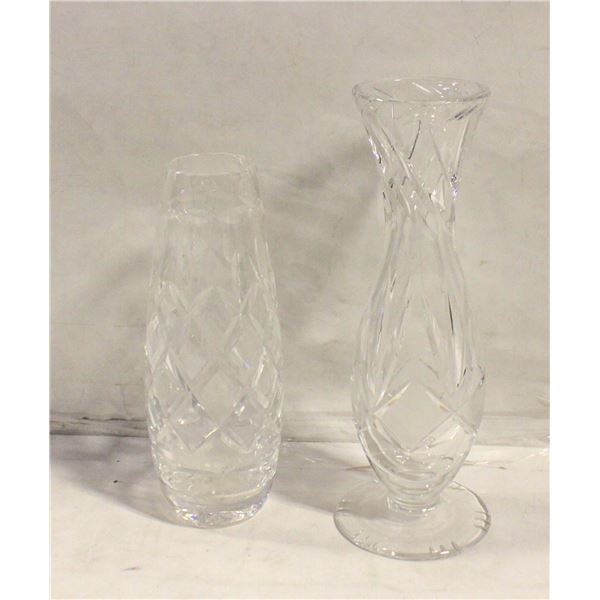 2 CRYSTAL FLOWER VASES