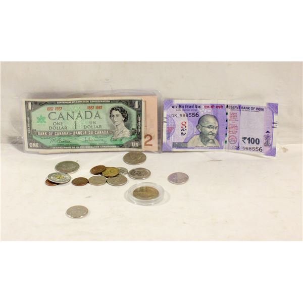 ZIPPER SEAL BAG WITH VINTAGE CURRENCIES