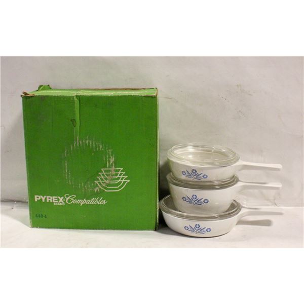 6 PC CORNING WARE SET SOLD WITH IN BOX PYREX