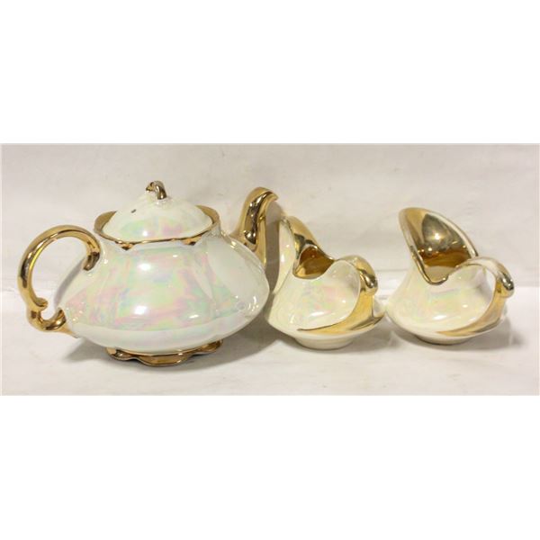 PEARL CHINA COMPANY LUSTERWARE TEAPOT, CREAMER