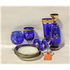 Image 1 : LOT OF BOHEMIAN CZECH COBALT BLUE GOLD TRIMMED