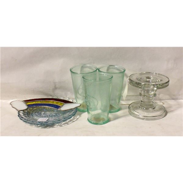 LOT OF VINTAGE ESTATE GLASSWARE