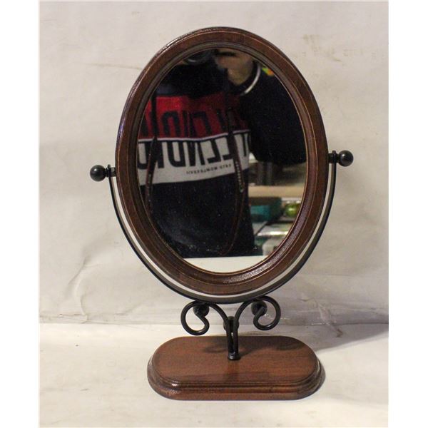 WOOD METAL TABLE MIRROR