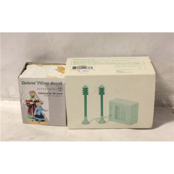 LOT OF TWO DEPARTMENT 56 TRAFFIC LIGHT + FIGURE