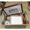 Image 1 : TOTE OF PICTURE FRAMES SOLD W. SOME ANTIQUE BOOKS