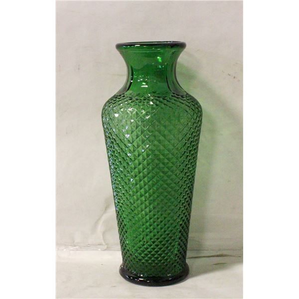 VINTAGE ITALY EMPOLI GREEN DIAMOND CUT GLASS