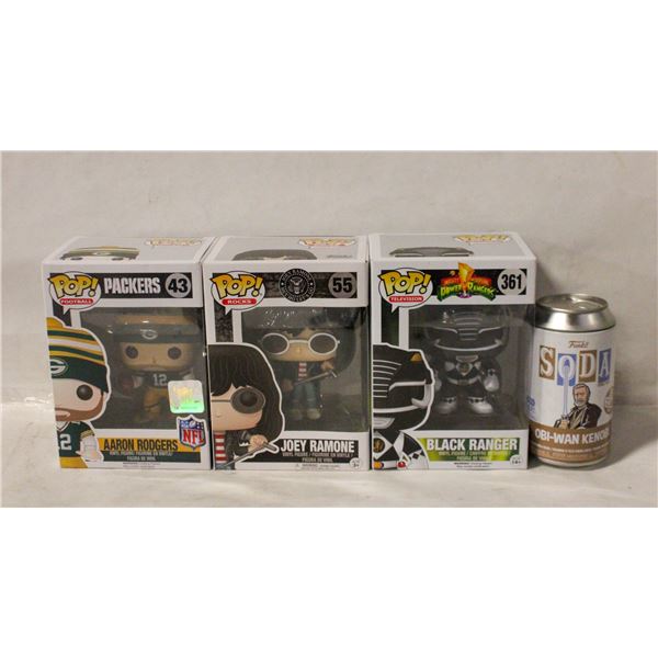 LOT OF 3 FUNKO POPS & 1 FUNKO SODA - NFL,