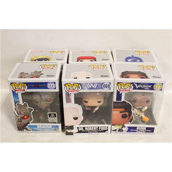 LOT OF 6 FUNKO POPS - MARVEL, GOD OF WAR,