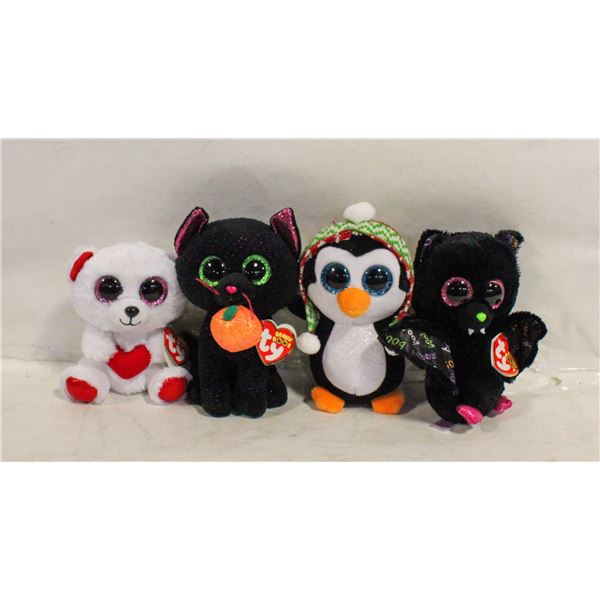 LOT OF 4 HOLIDAY TY BEANIE BOOS - BLACK CAT