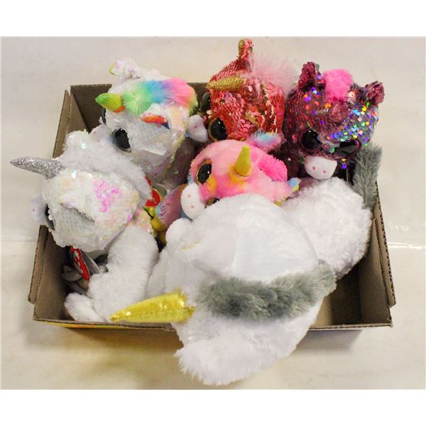 LOT OF TY UNICORNS - 1 MEDIUM WHITE AND