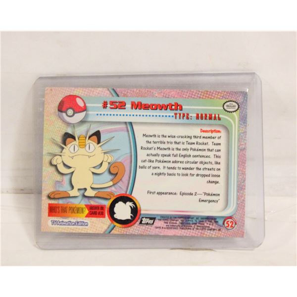 TOPPS #52 MEOWTH 1999 POKEMON THE MOVIE CARD