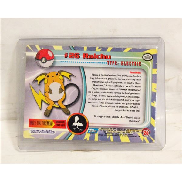 TOPPS #26 RAICHU 1999 POKEMON MOVIE CARD
