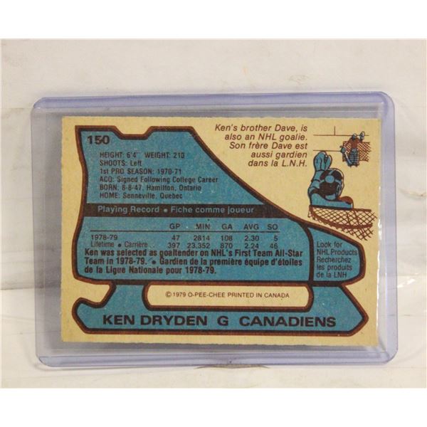 KEN DRYDEN GOALIE CANADIENS 1979 RAW CARD
