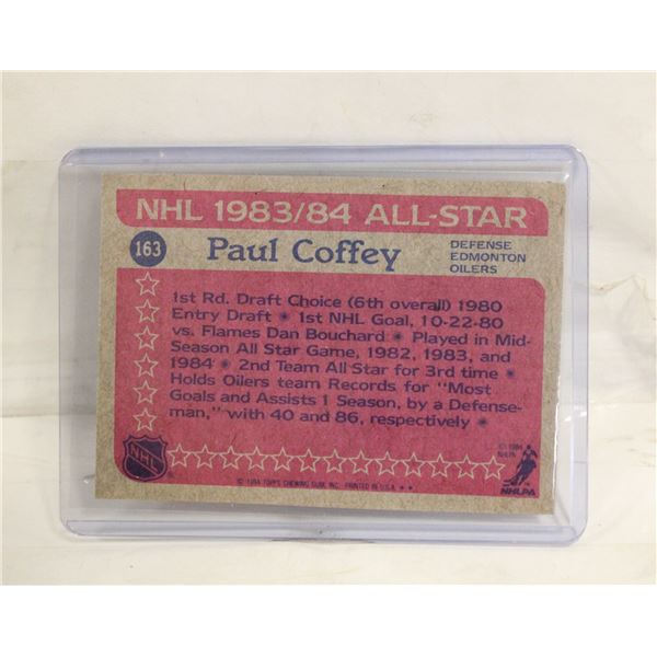 1984 PAUL COFFEY ALL STAR EDMONTON OILERS RAW CARD
