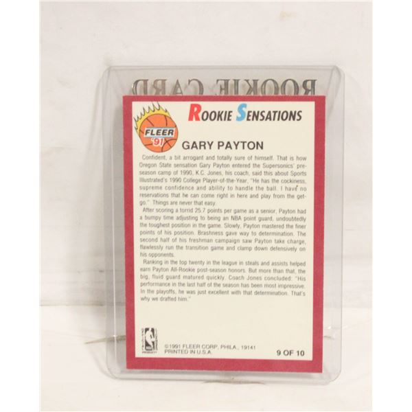 GARY PAYTON SONICS ROOKIE 9 OF 10 FLEER