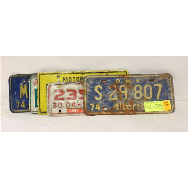 LOT OF VARIOUS MOTORCYCLE LICENSE PLATES