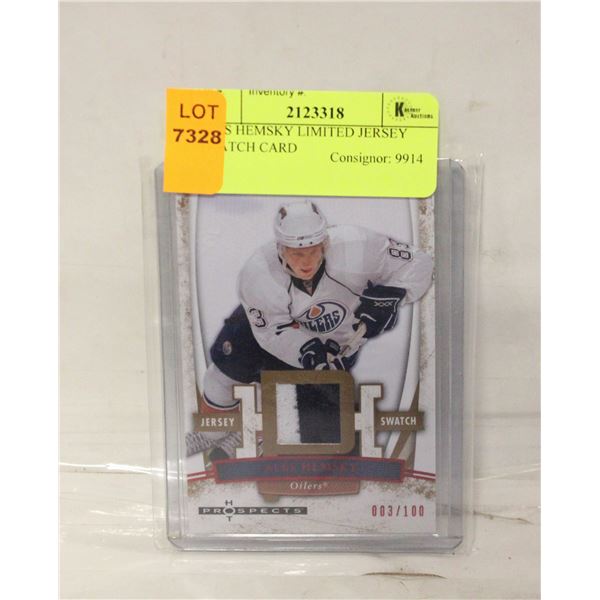 ALES HEMSKY LIMITED JERSEY SWATCH CARD