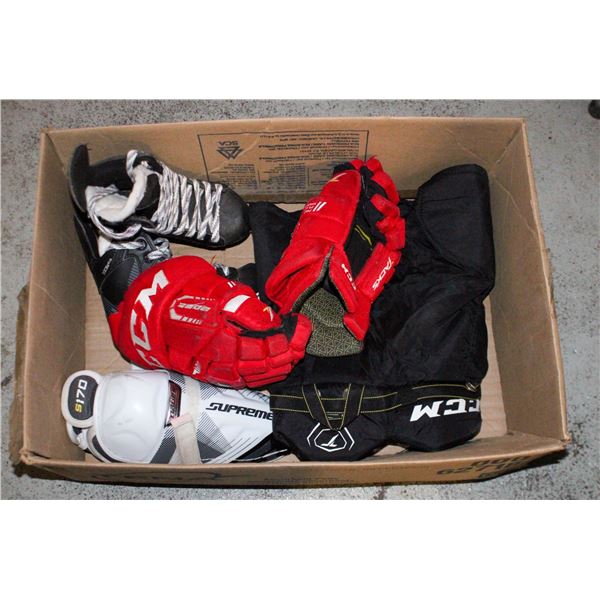YOUTH HOCKEY SKATES(13)/PANTS/GLOVES(13")/SHIN PA