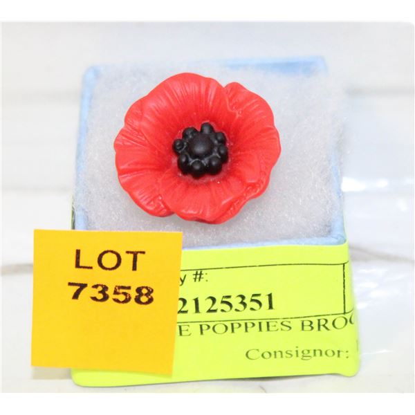 NEW VINTAGE POPPIES BROOCHES ETCHED