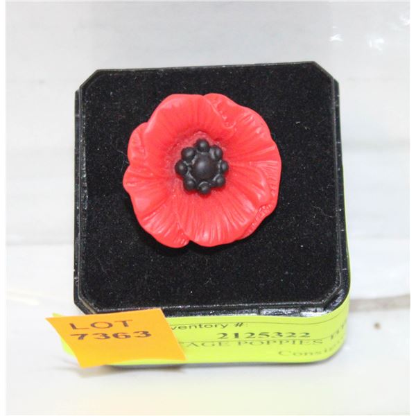 NEW VINTAGE POPPIES BROOCHES ETCHED