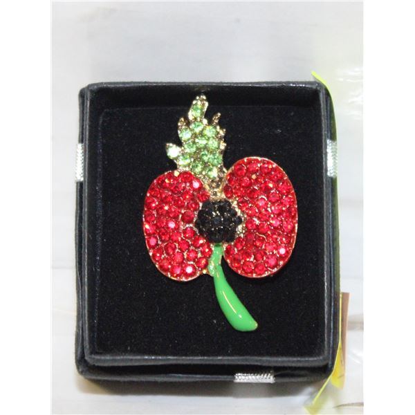 NEW POPPY FLORAL BROOCH FILLED WITH