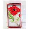 Image 1 : NEW POPPY FLORAL BROOCH RED ENAMEL