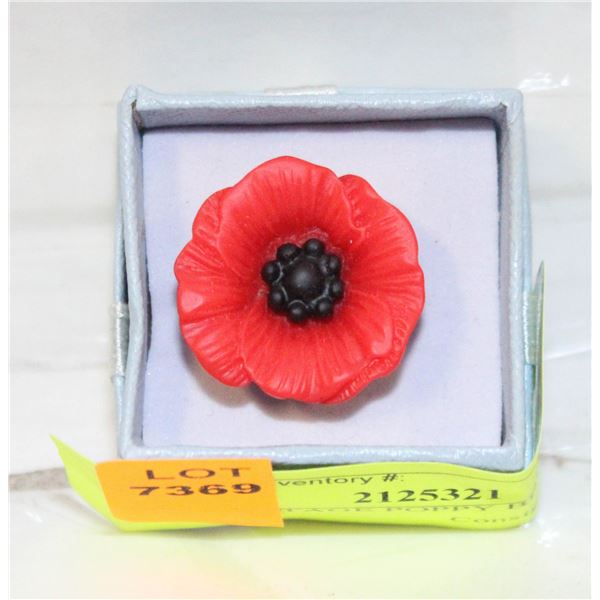 NEW VINTAGE POPPY BROOCH ETCHED