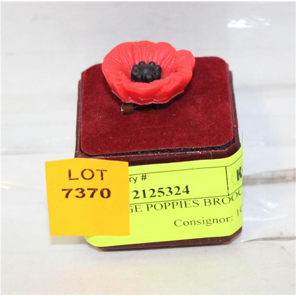NEW VINTAGE POPPIES BROOCHES ETCHED