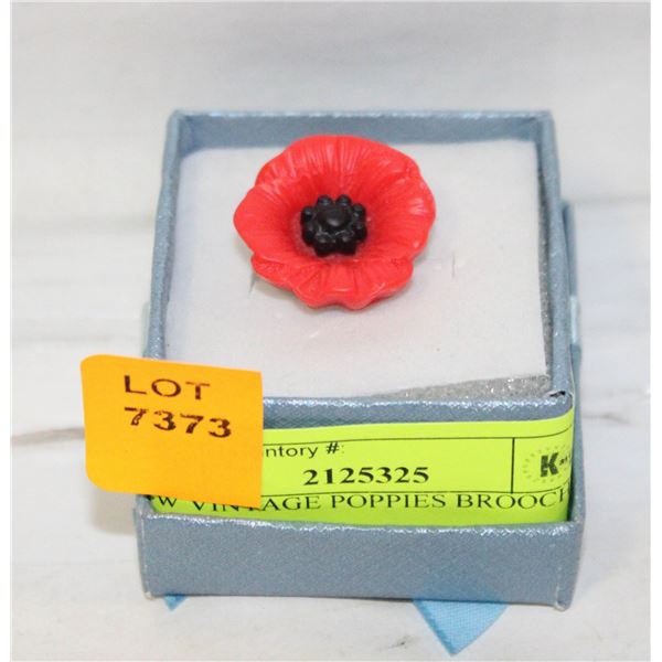 NEW VINTAGE POPPIES BROOCHES ETCHED