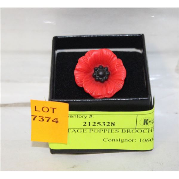 NEW VINTAGE POPPIES BROOCHES ETCHED
